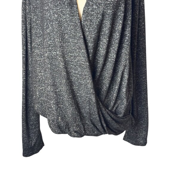 Slate & Willow Sweater Women Large Black Knit Draped Crossover Top Preppy - Picture 6 of 8